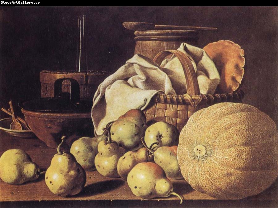 Melendez, Luis Eugenio Still Life with Melon and Pears
